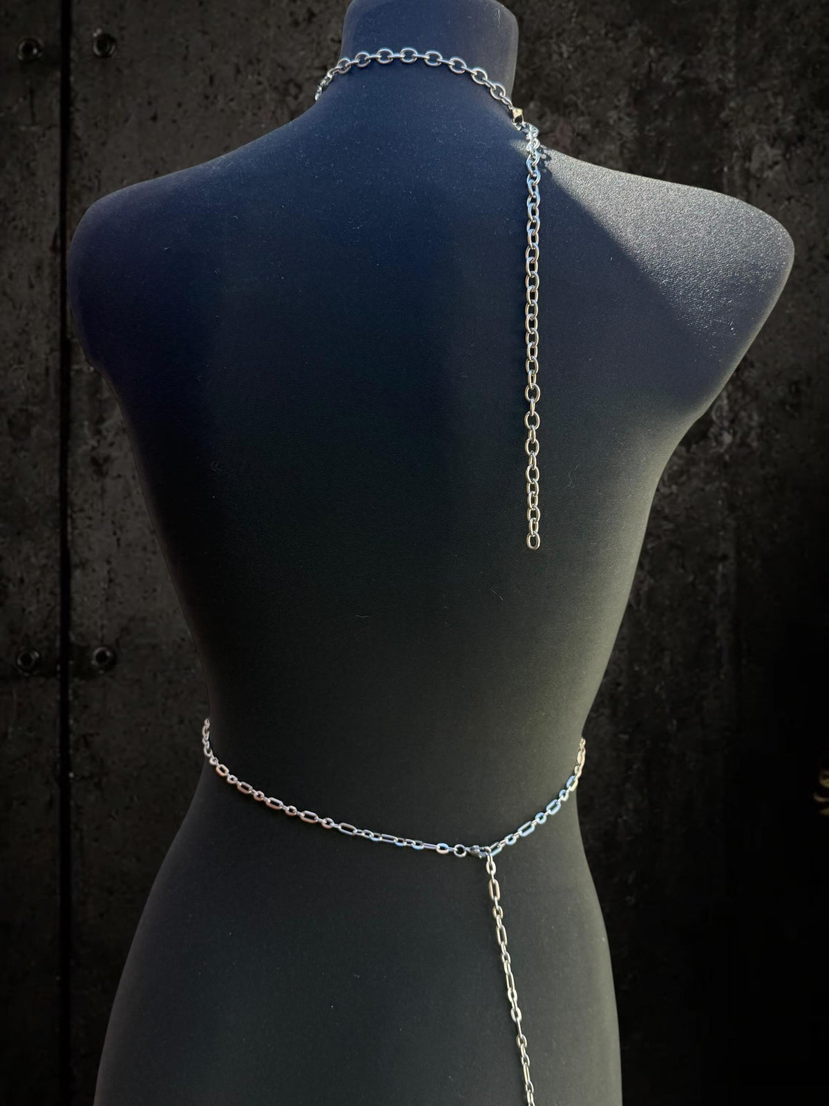Gold or Silver Spine Body Chain, Stainless Steel Chest Harness Spiked Harness