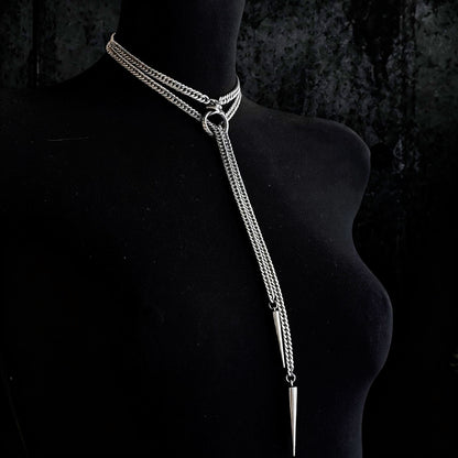 Ouroboros Choker Necklace, Stainless steel spiked chain, Gothic punk techno jewelry