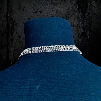 Ouroboros Choker Necklace, Stainless steel spiked chain, Gothic punk techno jewelry