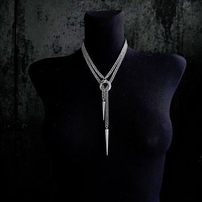 Ouroboros Choker Necklace, Stainless steel spiked chain, Gothic punk techno jewelry