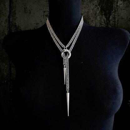 Ouroboros Choker Necklace, Stainless steel spiked chain, Gothic punk techno jewelry