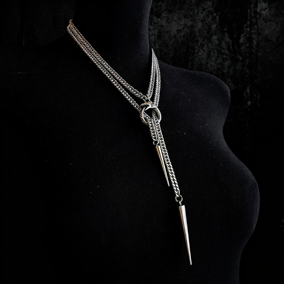 Ouroboros Choker Necklace, Stainless steel spiked chain, Gothic punk techno jewelry