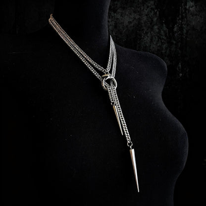Ouroboros Choker Necklace, Stainless steel spiked chain, Gothic punk techno jewelry