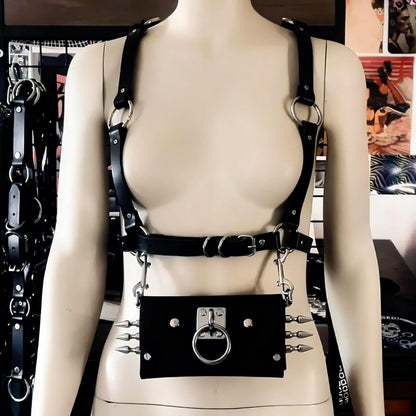 Spiked Italian Leather Utility Bag | Phone Purse, Handmade Shoulder Bag