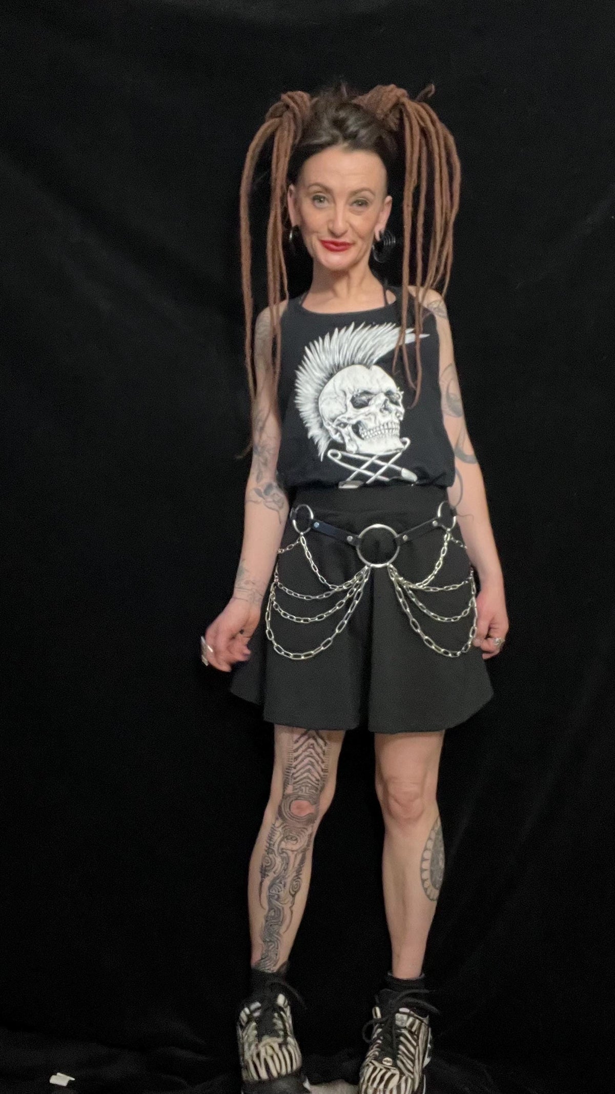 Draped O-Ring Chain Belt: Italian Leather, Stainless Steel, Handmade Statement Accessory