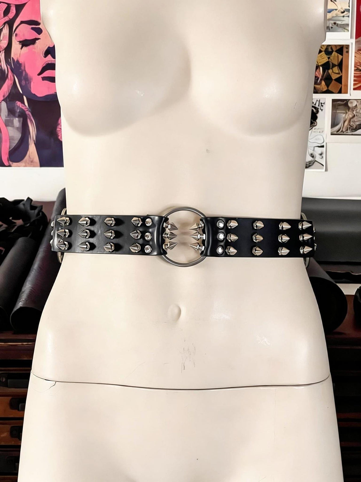 InSpiked Faux Leather Belt: Modular Core Design, Reclaimed Materials, Handcrafted Accessory