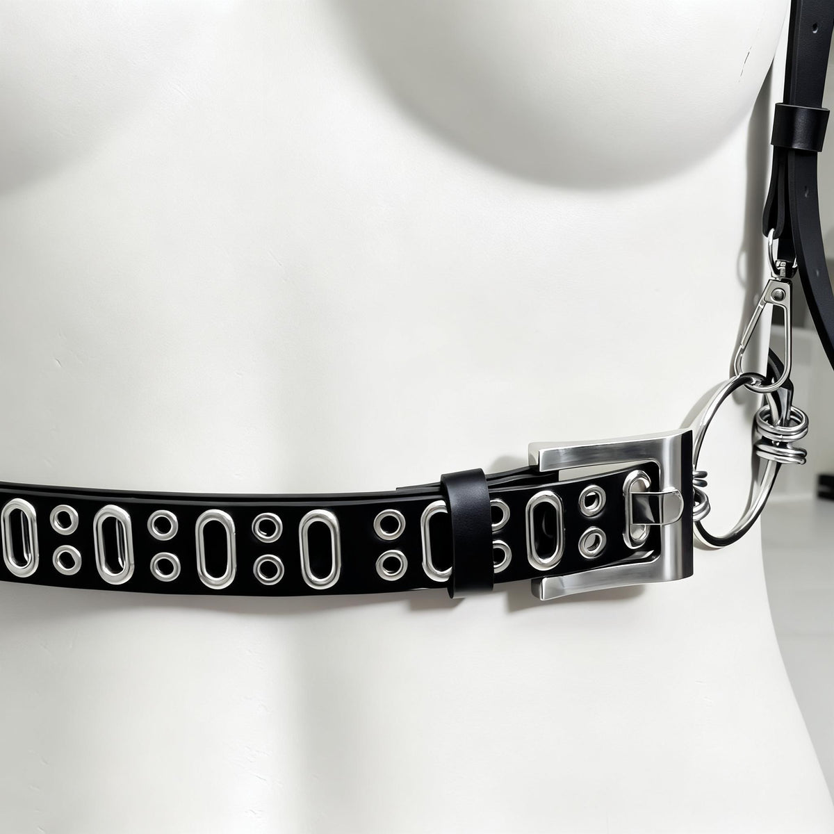 Vegan leather body harness, Modular O-Ring Belt with Removable Straps, Darkwear Accessory
