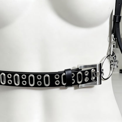 Vegan leather body harness, Modular O-Ring Belt with Removable Straps, Darkwear Accessory