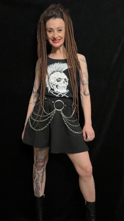 Draped O-Ring Chain Belt: Italian Leather, Stainless Steel, Handmade Statement Accessory