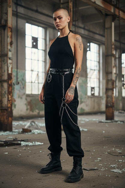 Convertible Harness, Waist Belt & Garter - Iris Modular Leather Choker Belt - Multiway Body Accessory