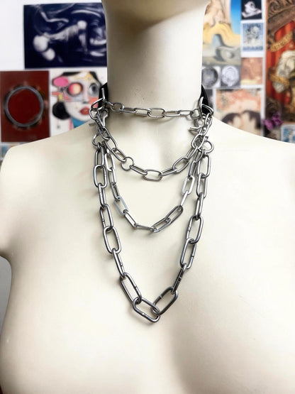 Modulare Kettenchoker | Edelstahl | Leder, Kunstleder oder BioThane | 1 Stück - 3 Stilrichtungen