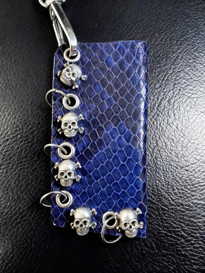 Blue & Black Python Print Genuine Leather Lighter or Lipstick Case / Bag Charm