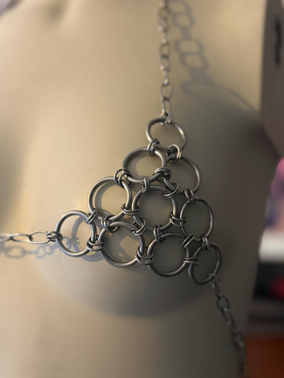Chainmail Bra Top, Adjustable Stainless Steel Rings, Alternative Fashion