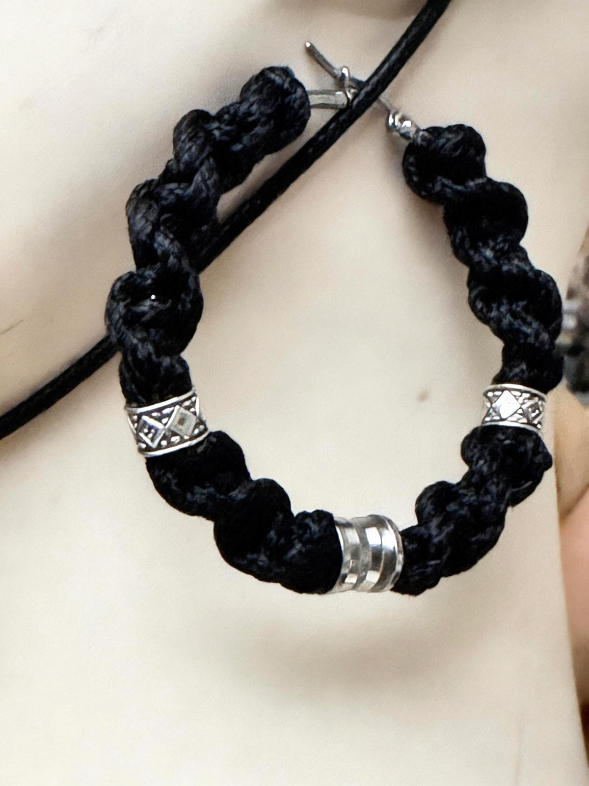 Handmade Macrame Snake Choker Necklace & Hoop Earrings Set
