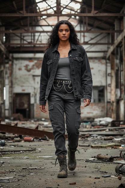 Moons & Chains Gothic Belt - Synthetic or Premium Genuine Leather - Stainless Steel Hardware and chains