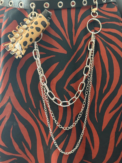 Vegan Leather Leopard Print Lighter Holder with Detachable Chains – Handmade Alternative Accessory