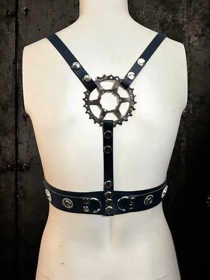 Gothic Chest Harness, Reversible Faux Leather Design, Adjustable Steampunk Cyberpunk Style
