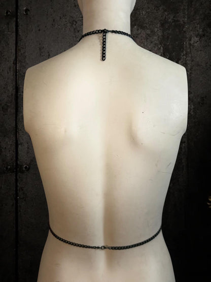 Spine Harness, Black Mechanical Gears for Cyberpunk Style, Stainless Steel Body Jewellery