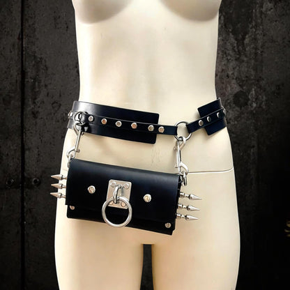 Gothic Studded Leather Belt – Italian Vegetable Tanned, Modular Harness Base