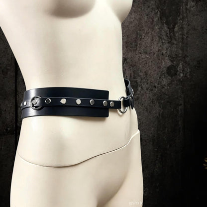 Gothic Studded Leather Belt – Italian Vegetable Tanned, Modular Harness Base