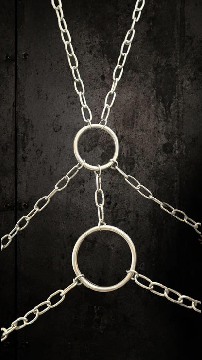 Double O Ring Body Chain, Stainless Steel Industrial Design, Gothic Punk Festival Wear