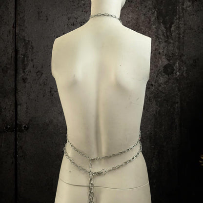 Double O Ring Body Chain, Stainless Steel Industrial Design, Gothic Punk Festival Wear