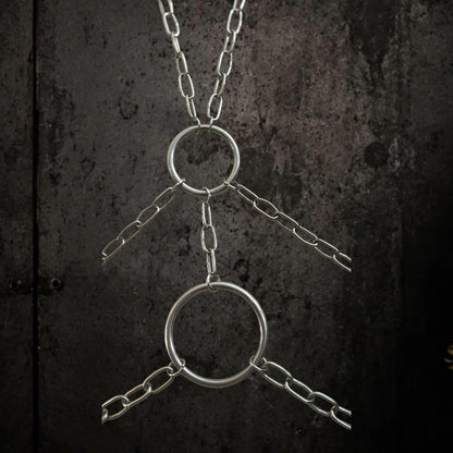 Double O Ring Body Chain, Stainless Steel Industrial Design, Gothic Punk Festival Wear