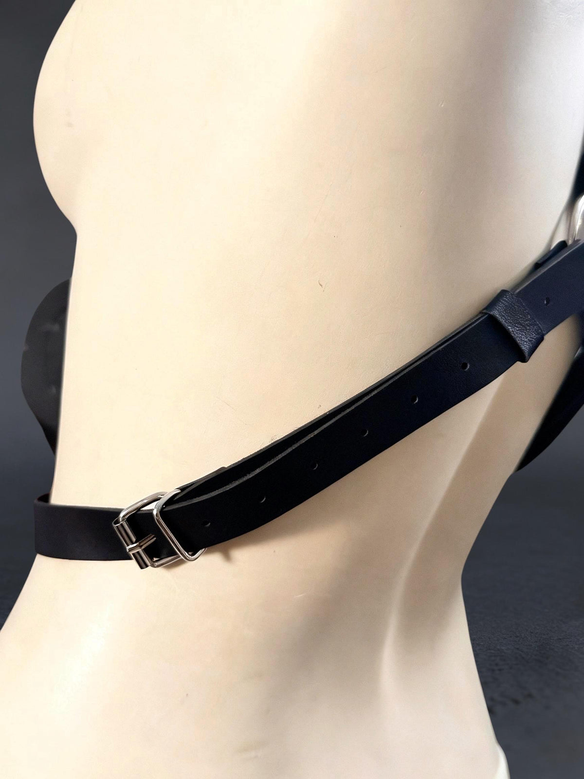 Reversible Unisex Body Harness – Adjustable Black Synthetic Leather Straps, Minimal Industrial Gothic Accessory