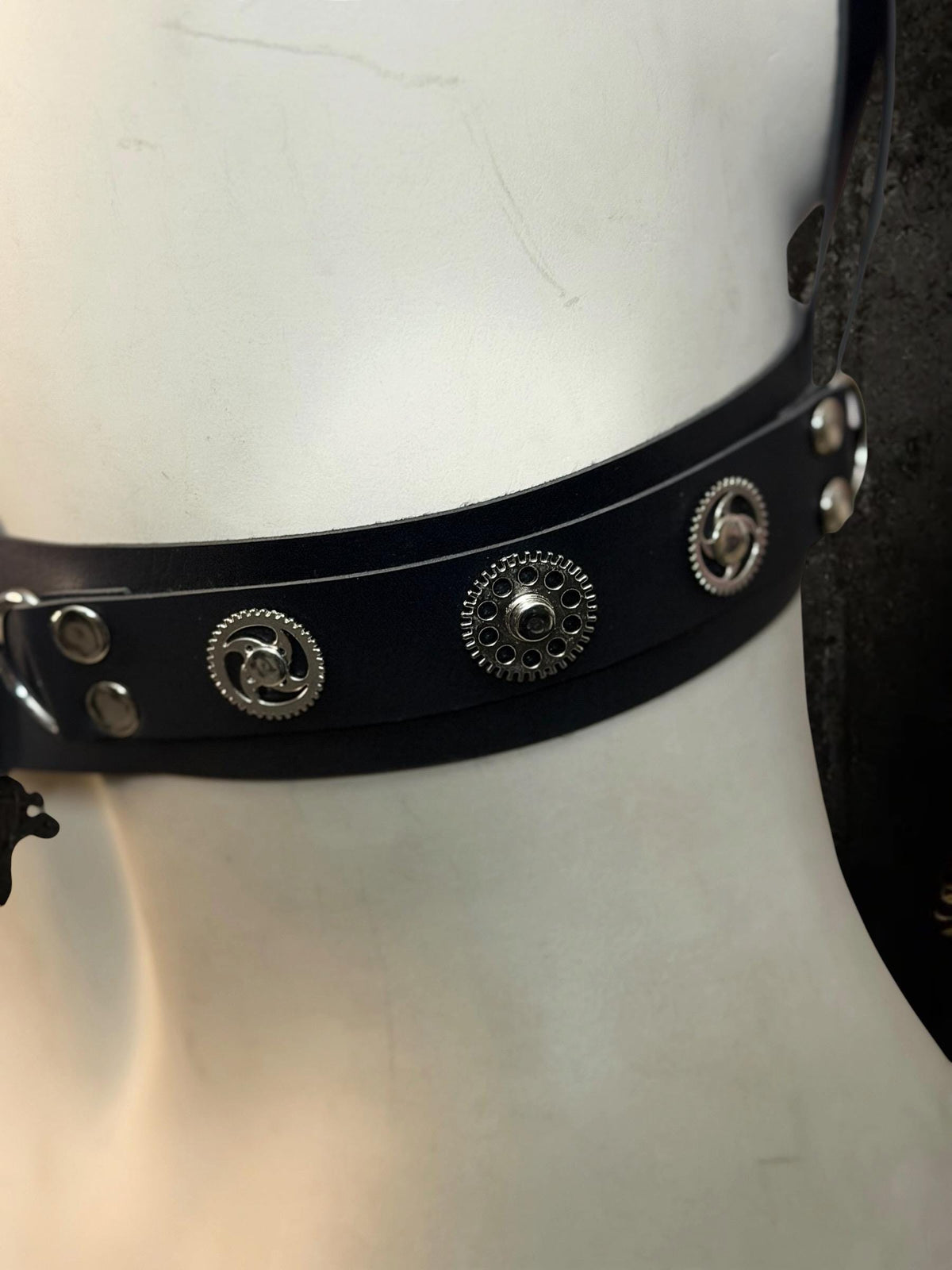 Gothic Chest Harness, Reversible Faux Leather Design, Adjustable Steampunk Cyberpunk Style