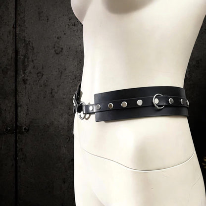 Gothic Studded Leather Belt – Italian Vegetable Tanned, Modular Harness Base