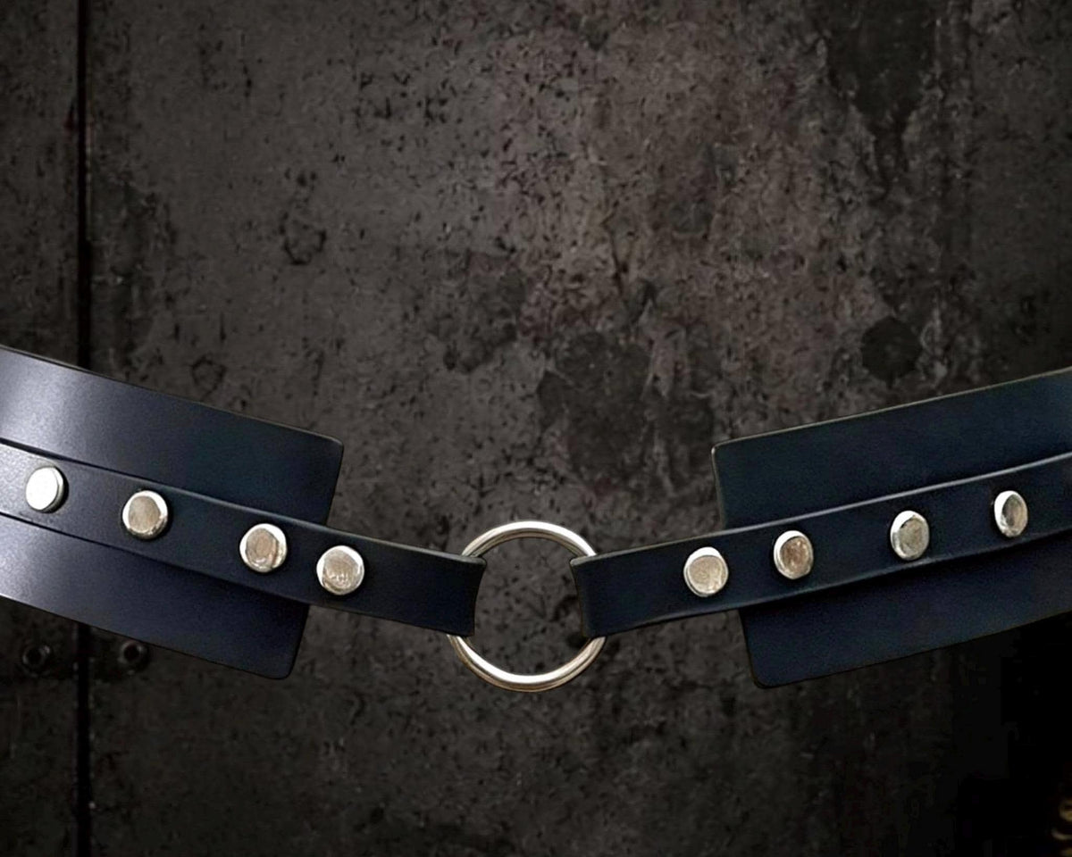 Gothic Studded Leather Belt – Italian Vegetable Tanned, Modular Harness Base