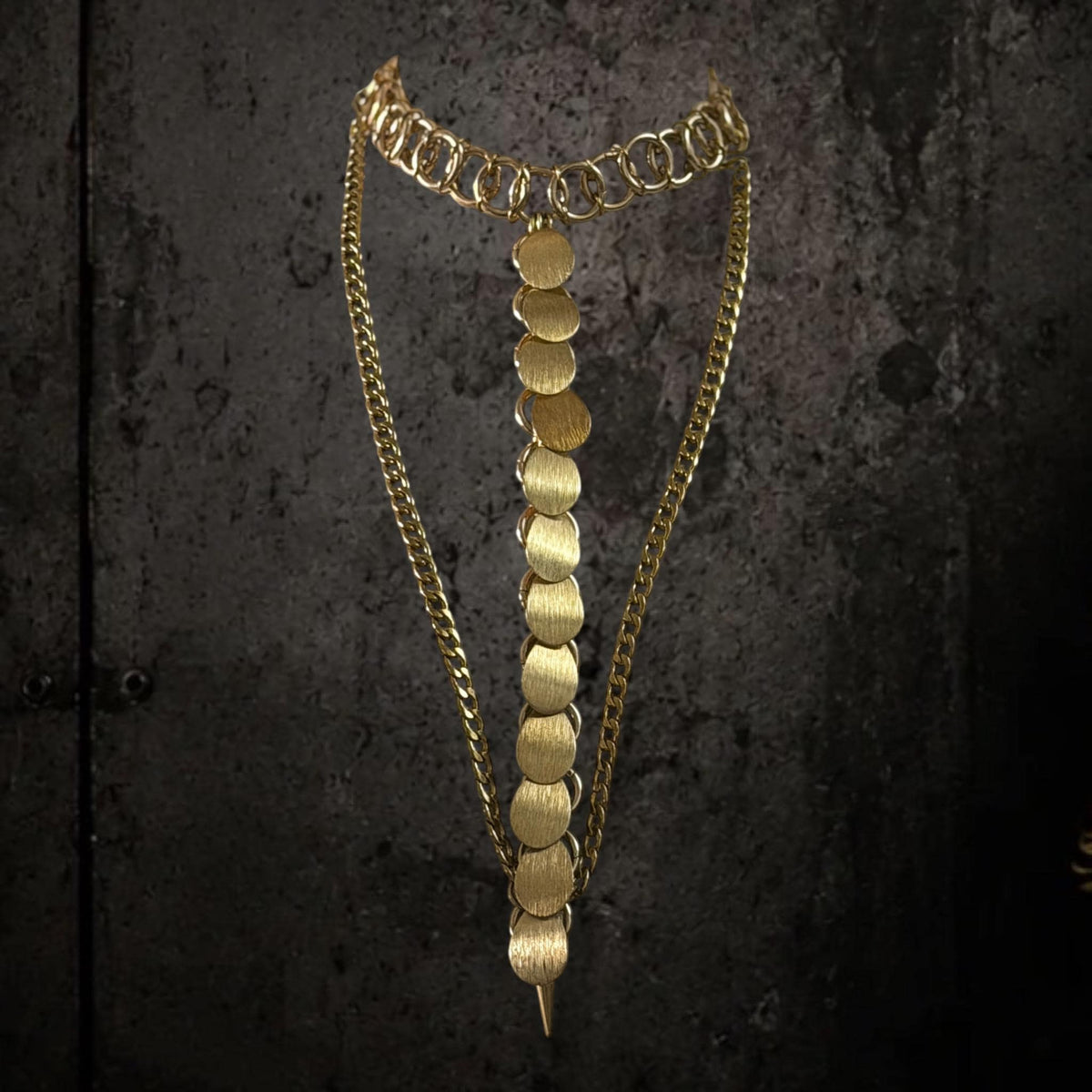 Handmade Stainless Steel Scales Choker Necklace – Layered Chains Statement Jewelry