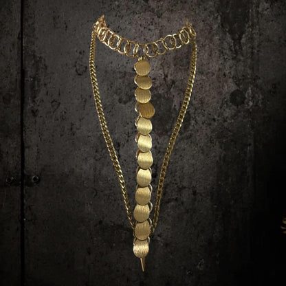 Handmade Stainless Steel Scales Choker Necklace – Layered Chains Statement Jewelry