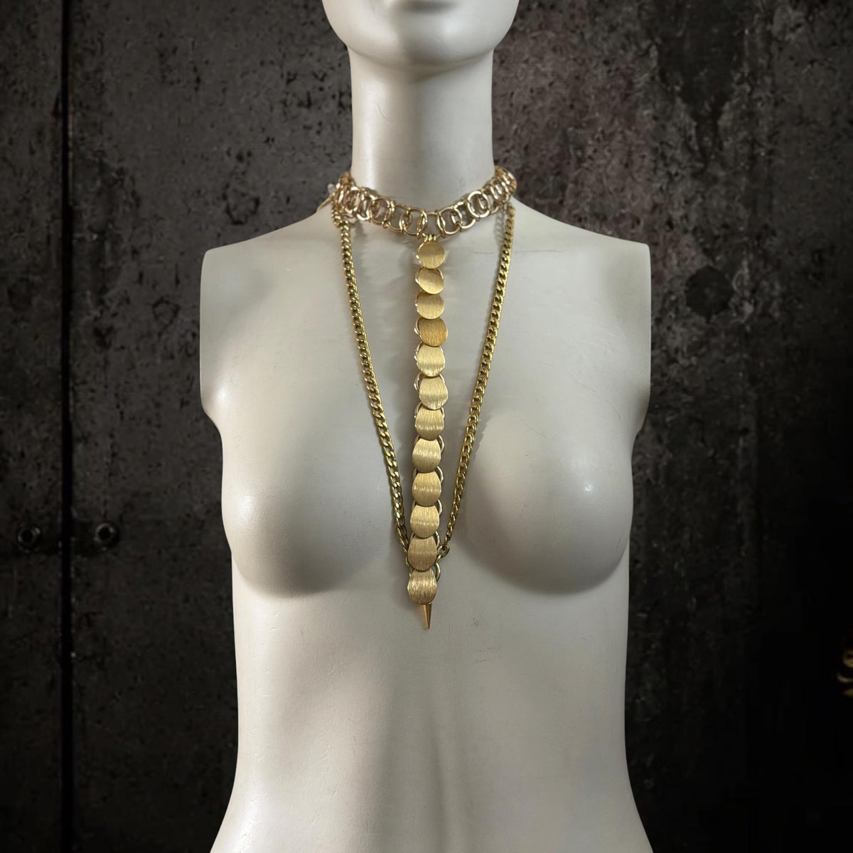 Handmade Stainless Steel Scales Choker Necklace – Layered Chains Statement Jewelry