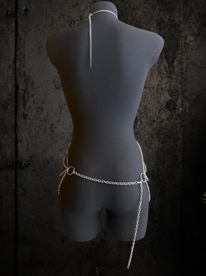 Body Chain Harness, Adjustable Stainless Steel O-Ring Design, Alternative Fashion for Gothic Festivals