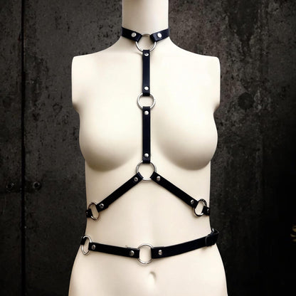 Modular Leather Body Harness, Infinite Lite accessory for festivals and nightlife, Black handcrafted design