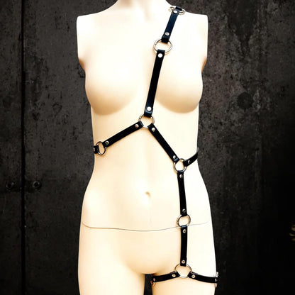 Modular Leather Body Harness, Infinite Lite accessory for festivals and nightlife, Black handcrafted design