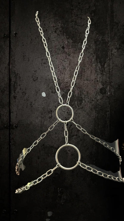 Double O Ring Body Chain, Stainless Steel Industrial Design, Gothic Punk Festival Wear