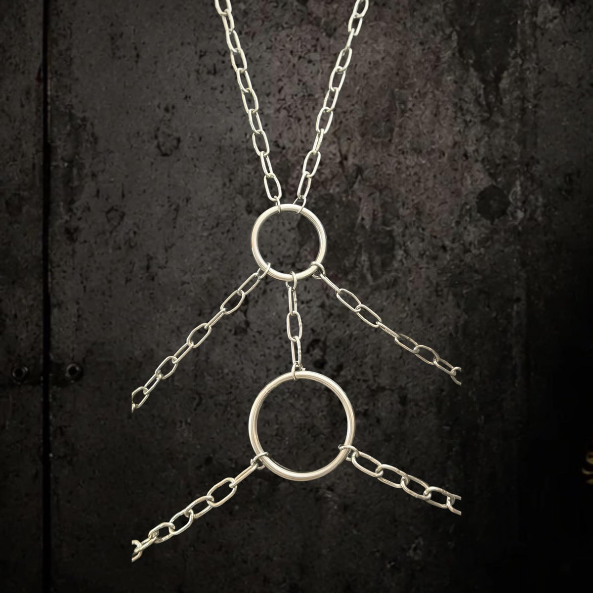 Double O Ring Body Chain, Stainless Steel Industrial Design, Gothic Punk Festival Wear
