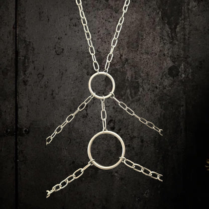 Double O Ring Body Chain, Stainless Steel Industrial Design, Gothic Punk Festival Wear
