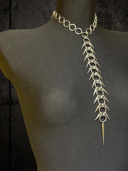 Spine Necklace, Handmade Stainless Steel, Cyberpunk Darkwear Accessory, Silver Gold or Black Finish