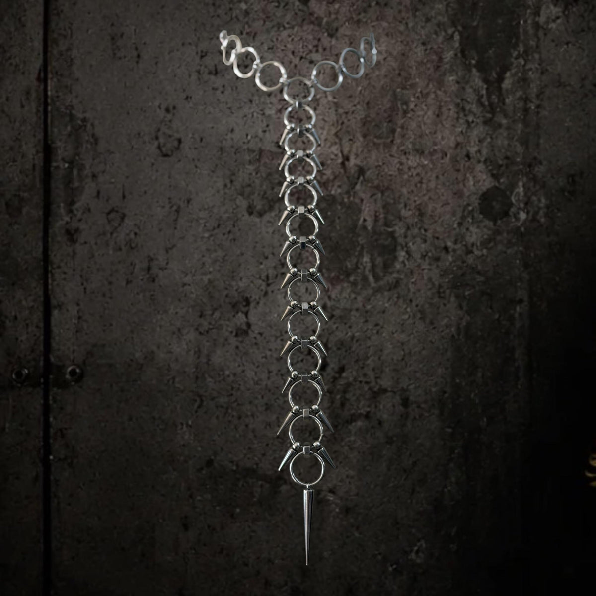 Spine Necklace, Handmade Stainless Steel, Cyberpunk Darkwear Accessory, Silver Gold or Black Finish