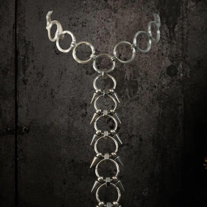 Spine Necklace, Handmade Stainless Steel, Cyberpunk Darkwear Accessory, Silver Gold or Black Finish