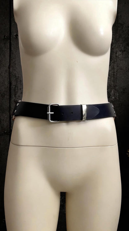 Hybrid Spine Belt, Handmade Italian Leather & Reclaimed Inner Tube | Industrial Statement Belt