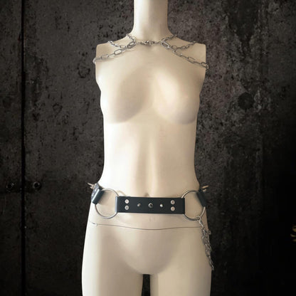 Spiked Italian Leather Belt – 3 Removable Chains, Handmade Netherlands