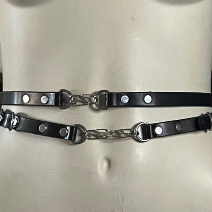 Leather Harness Strap Add-On, Adjustable O-Ring Accessory, Shoulder or Waist Wear