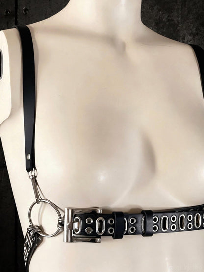 Vegan leather body harness, Modular O-Ring Belt with Removable Straps, Darkwear Accessory
