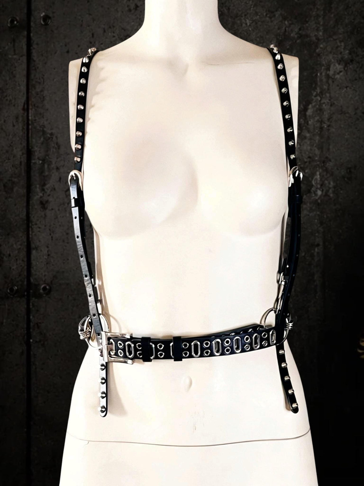 Vegan leather body harness, Modular O-Ring Belt with Removable Straps, Darkwear Accessory