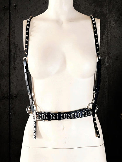 Vegan leather body harness, Modular O-Ring Belt with Removable Straps, Darkwear Accessory
