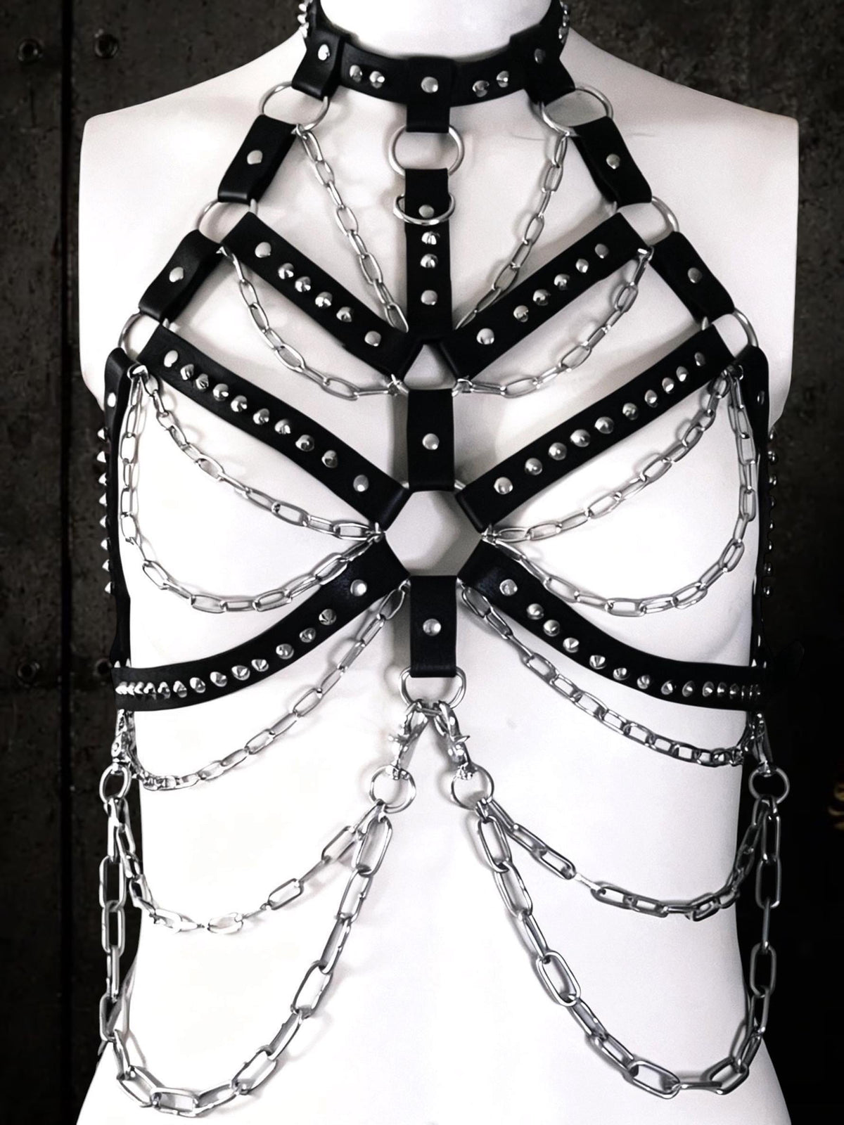 Skeleton Body Harness | Reclaimed Faux Leather & Stainless Steel | Gothic Festival Harness | Alternative Fashion